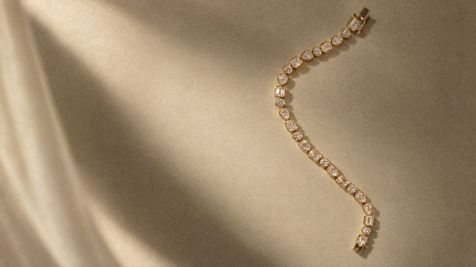 The mixed-shape bracelet in a still-life photograph